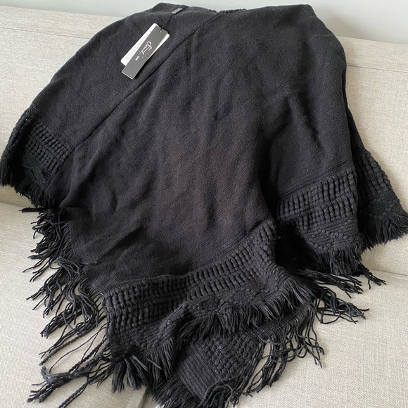 Black Hooded Knit Poncho - Picture 2 of 7